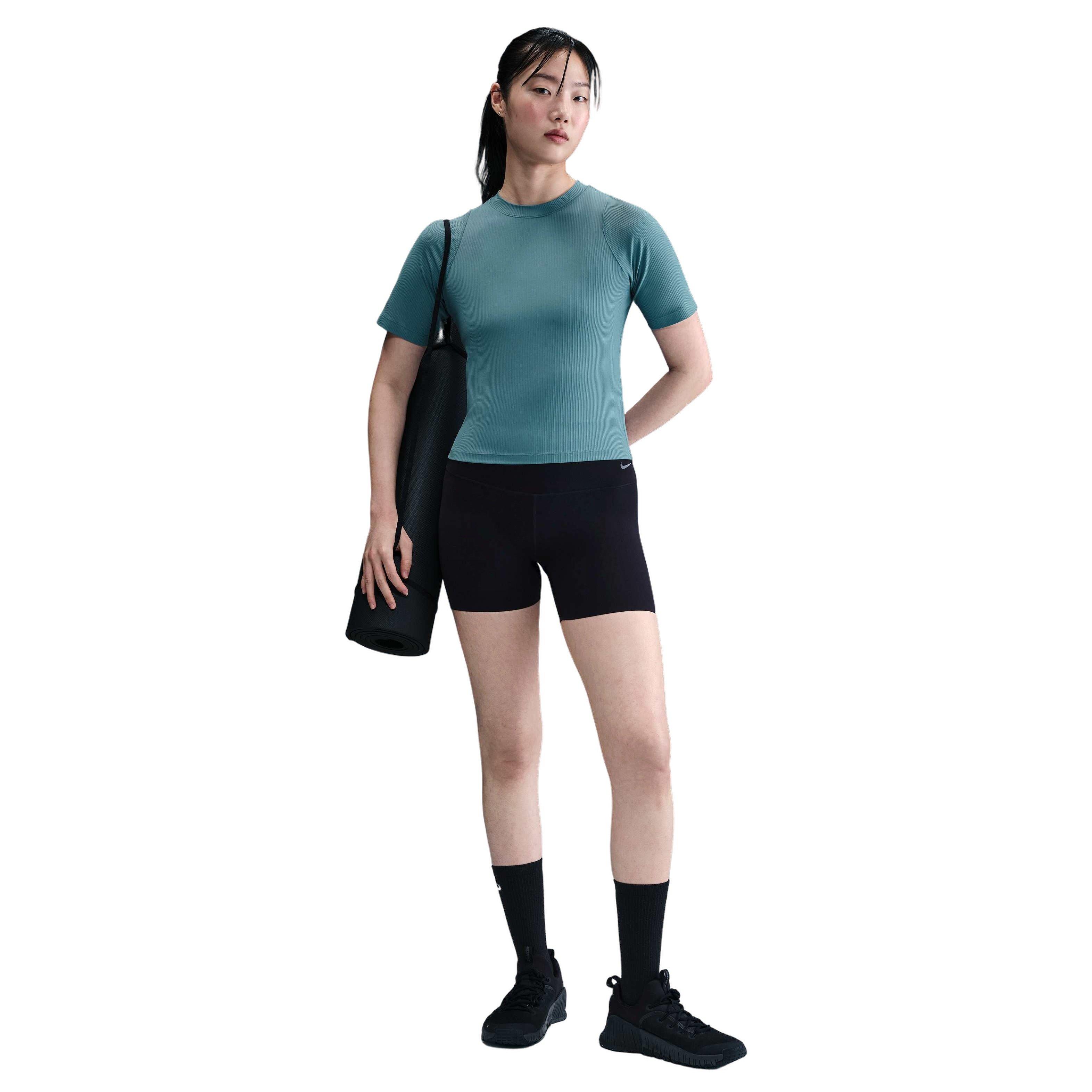 Nike Women's INF Dri-FIT Short-Sleeve Wide Rib Top -Blue